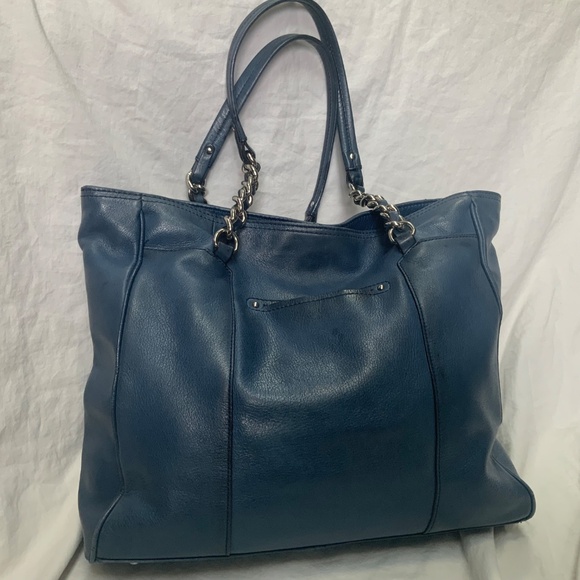 Blue Leather B.Makowsky Leather Shoulder Bag/Tote - Picture 2 of 10